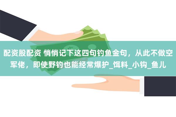配资股配资 悄悄记下这四句钓鱼金句，从此不做空军佬，即使野钓也能经常爆护_饵料_小钩_鱼儿